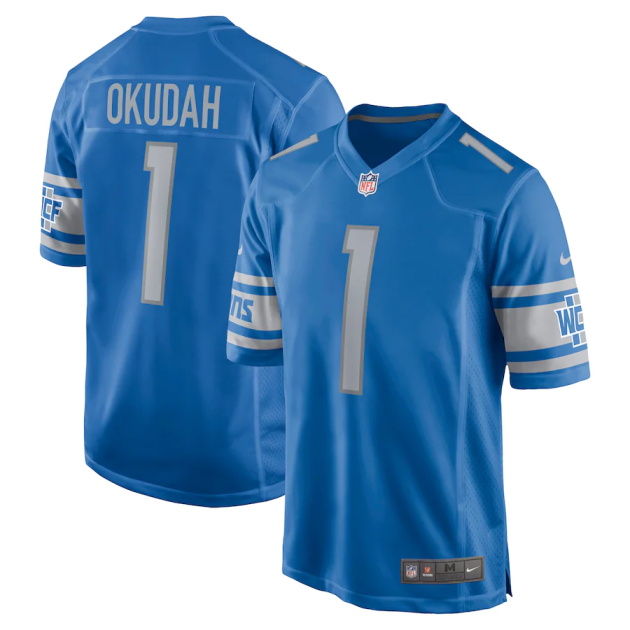 mens nike jeff okudah blue detroit lions game jersey